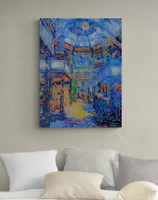 Leeds, Kirkgate Market original oil painting on canvas.